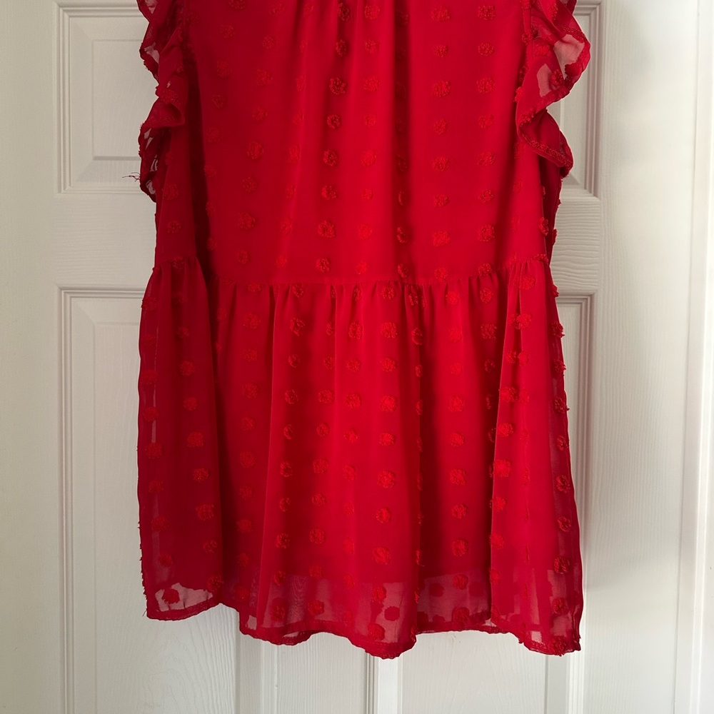 Chic Red Ruffle Blouse